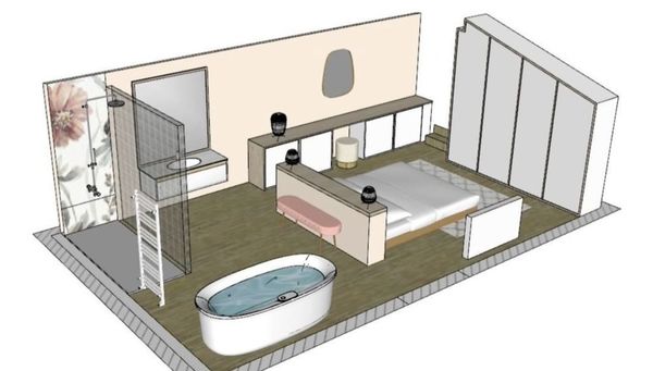 Plan 3D de l'am&eacute;nagement d'une suite parental