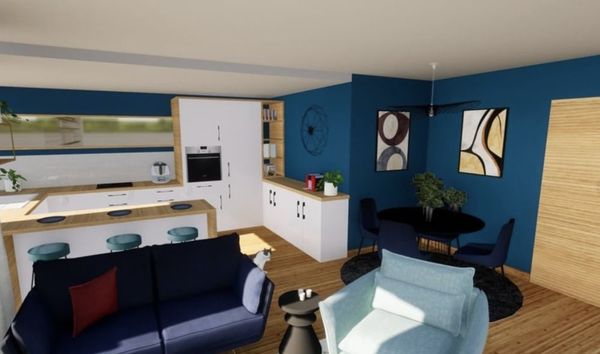 Projet 3D d'am&eacute;nagement d'une pi&egrave;ce de vie - Vue 2