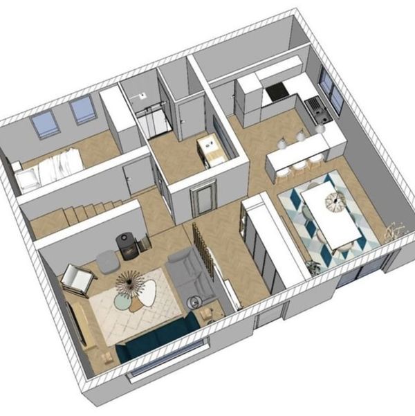 Plan 3D d'am&eacute;nagement d'une maison