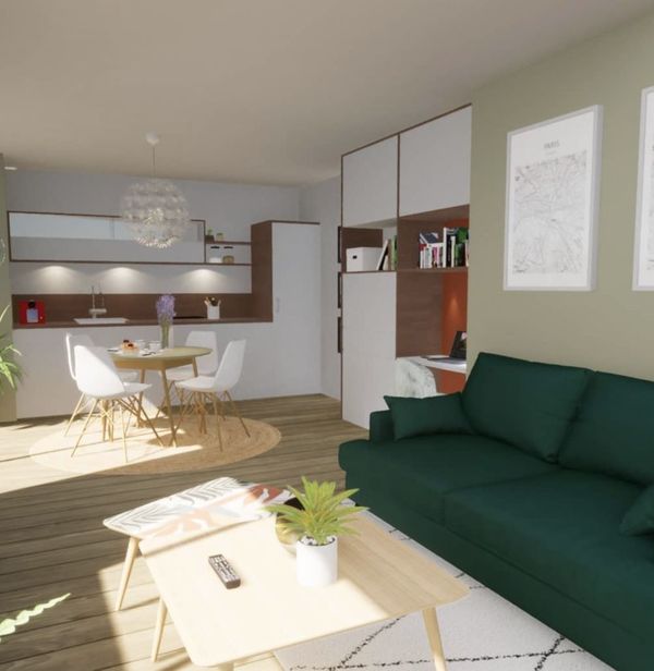 Projet 3D d'am&eacute;nagement d'une pi&egrave;ce de vie - Vue 3